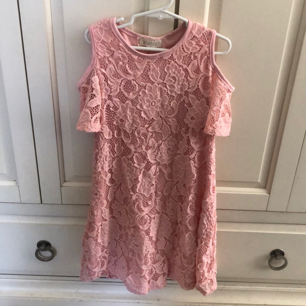 Girls size 10 pink lacy dress! Worn once!